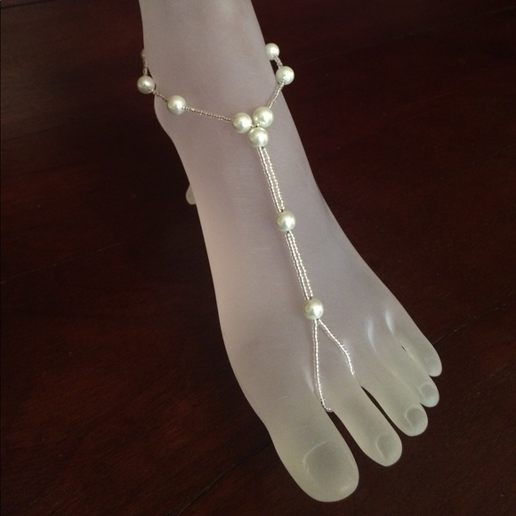 Beaded Pearl Barefoot Sandals - Picture 1 of 3